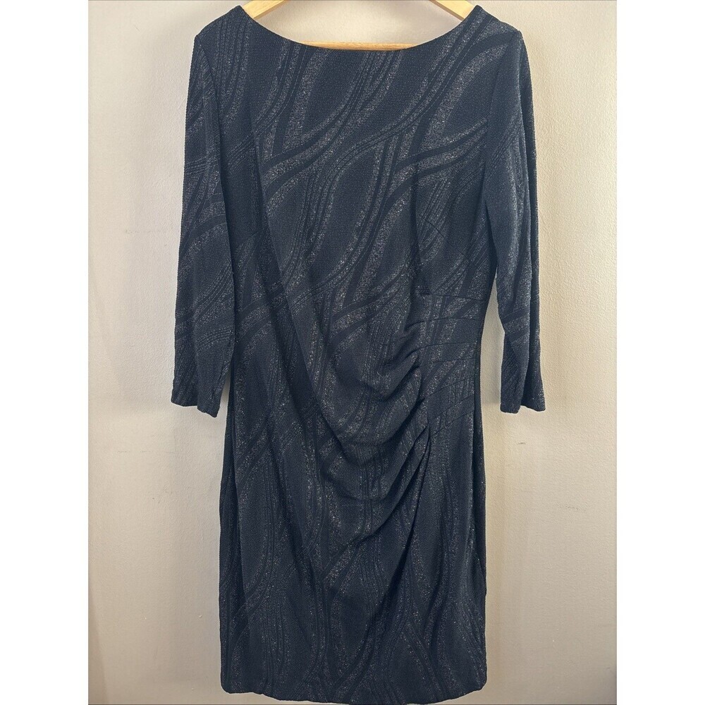 Anne Klein Women’s 14 Black Glitter Stretch Long Sleeve Dress Party